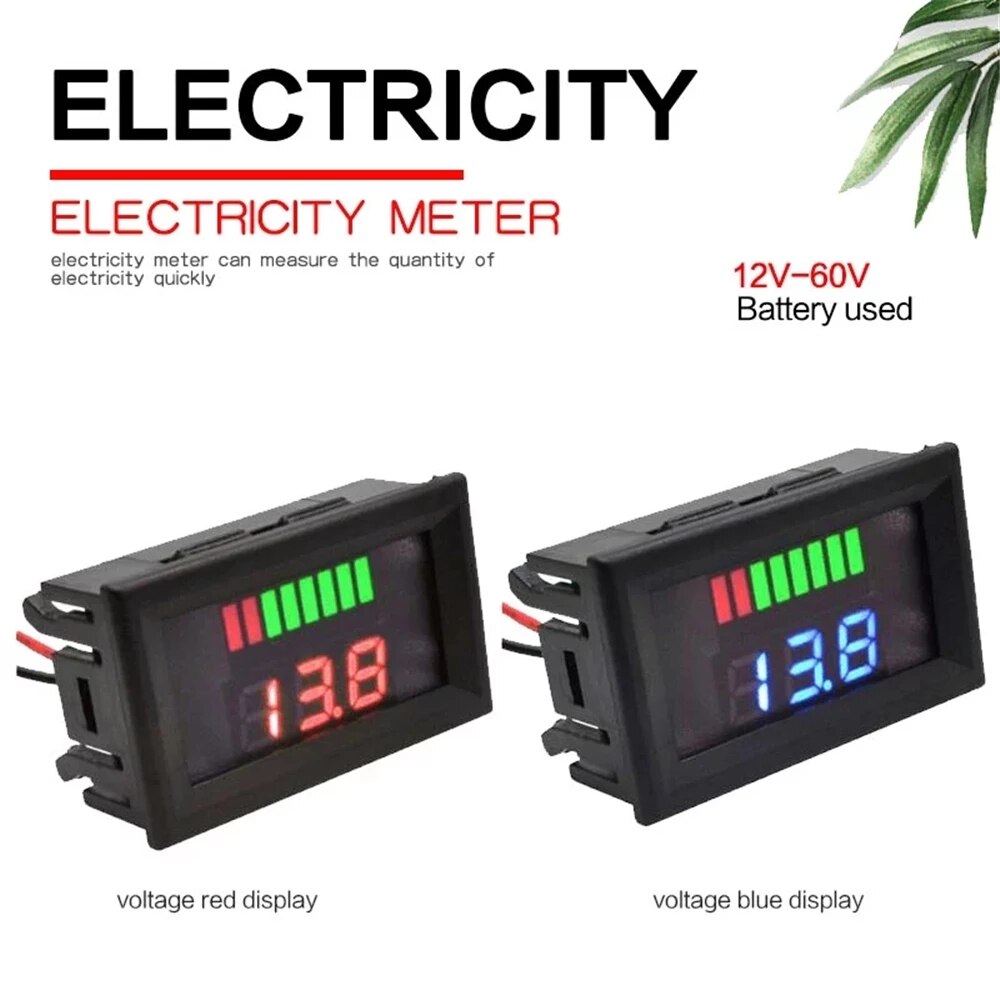 Auto Batterij Niveau Indicator 12V 24V 36V 48V 60V 72V Lithium Batterij Capaciteit meter Test Display Led Tester Voltmeter