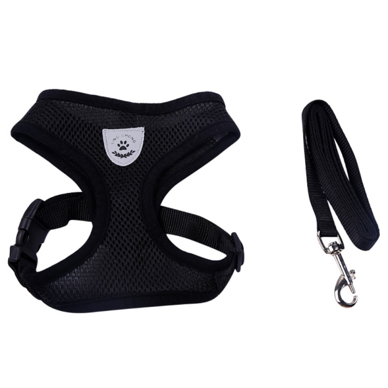 Leuke Kleine Nylon Harnas Hond Kat Pet Harness Set Chihuahua hond Accessoires Hond Lood Pet Shop Supplies Hond kragen: Black / S