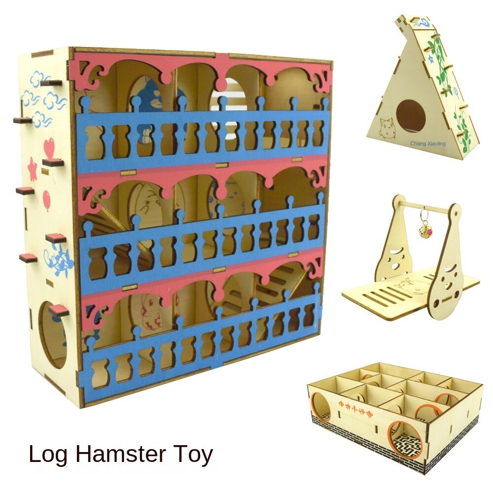 Jouet d'entrainement pour animaux domestiques, labyrinthe, cloche, balançoire, Sport, échelle d'escalade, maison, Villa, nid, tunnel, Cage à Hamster