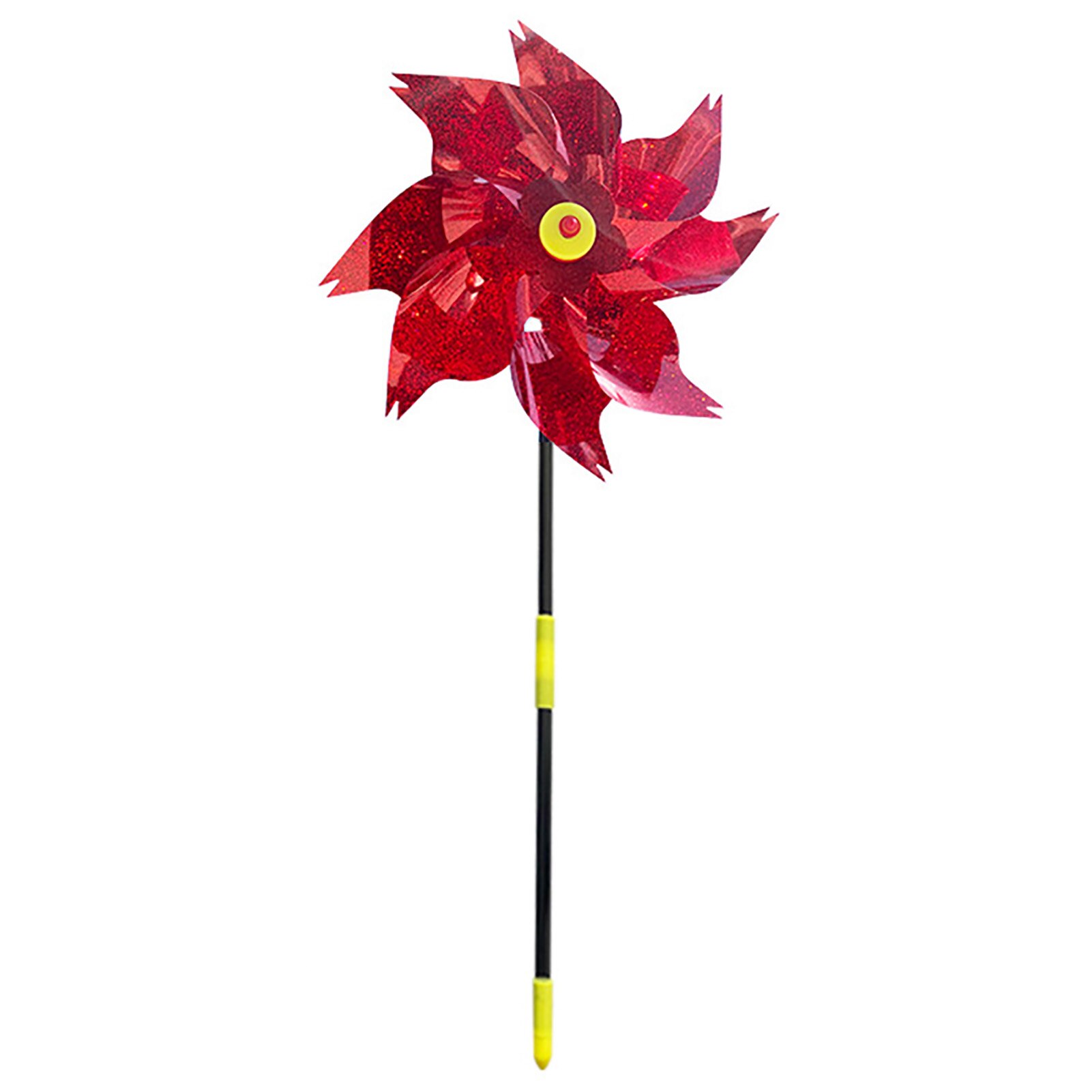 24CM Silver Rotating Windmill Bird Repeller With Stakes Sparkly Agricultural Bird Control Device Garden Ornament Pinwheel: Red