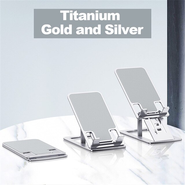 Soporte de escritorio Universal ajustable de Metal para teléfono, soporte delgado para IPhone 12 ProMax, Xiaomi, tableta: Silver-T3