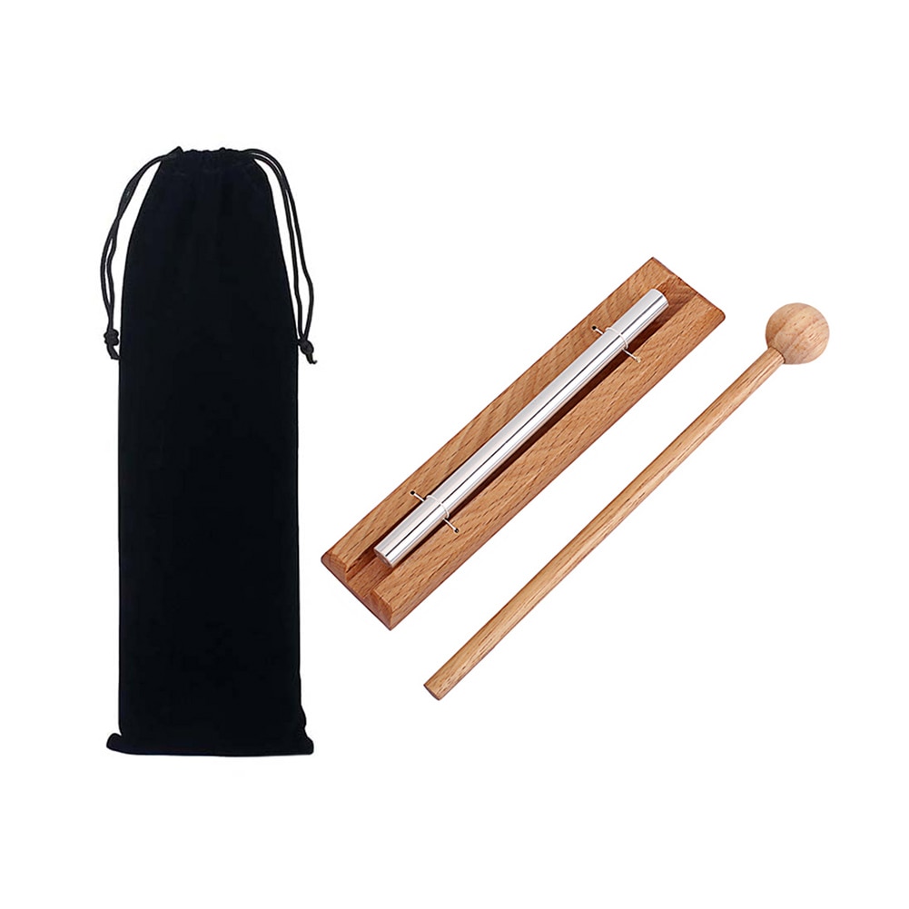 Wooden Mindfulness Portable Meditation Chime Knocking Classroom Percussion Instrument Bell Musical Storage Bag With Mallet