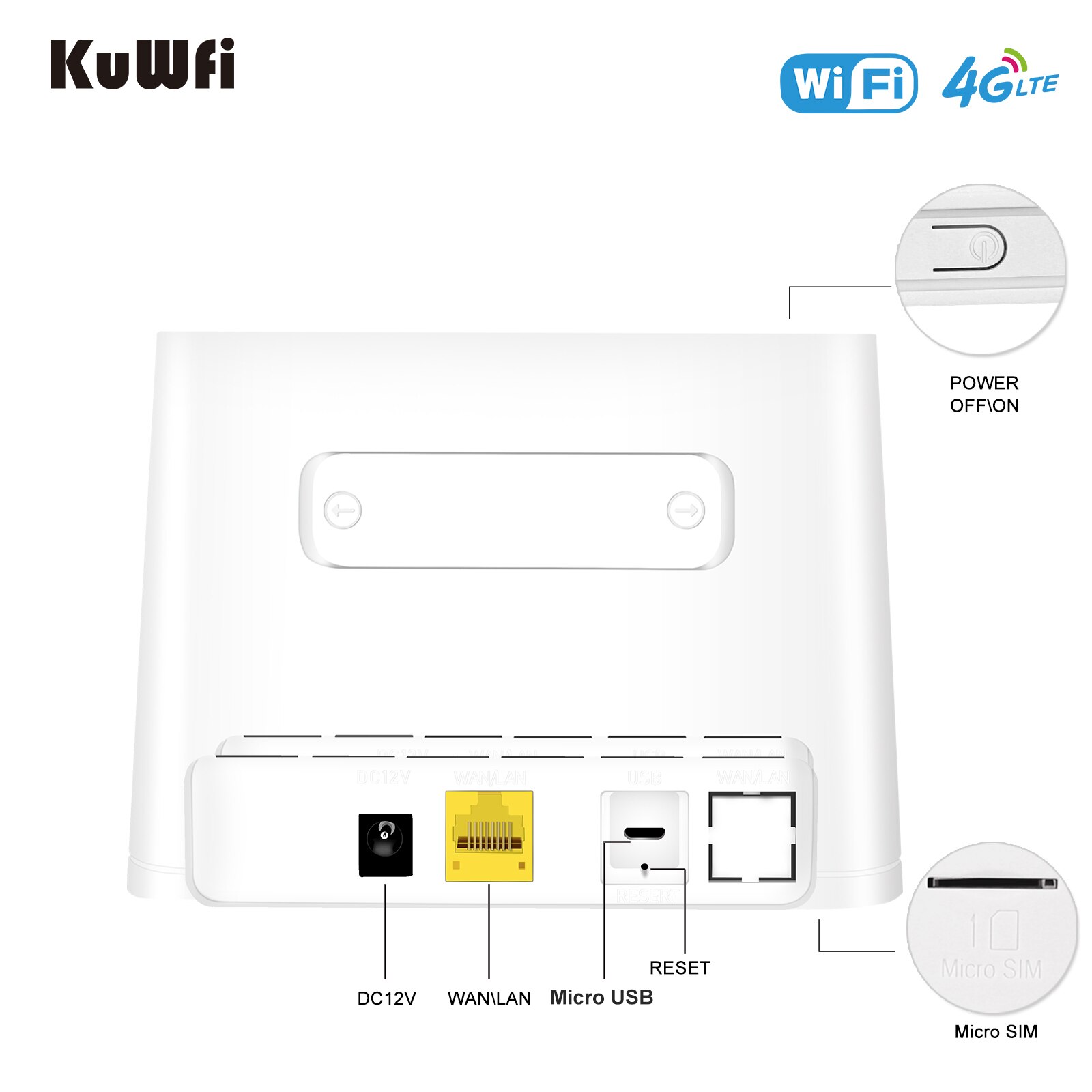 Kuwfi Unlocked 4G Wifi Router 150Mbps Draadloze Hotspot Thuis 4G Lte Cpe Mobiele Router RJ45 Wan Lan 4G Sim-kaart CAT4 Indoor Router