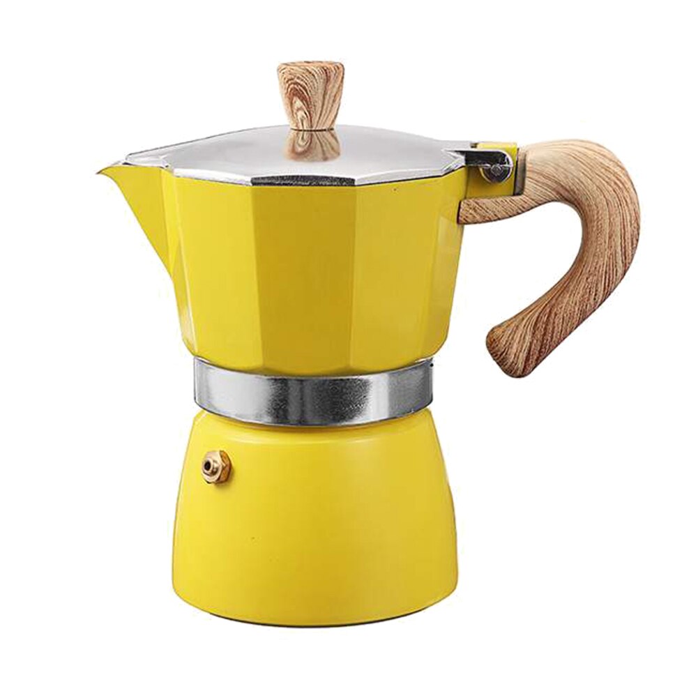 Italiensk stil aluminium kaffemaskine espresso kaffemaskine maskine komfur top kedel espresso mokka kaffemaskine pot komfur: Gul 150ml