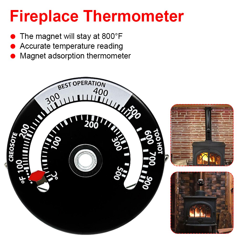 Termómetro de tubo magnético para estufa de leña, medidor de temperatura para quemador de chimenea