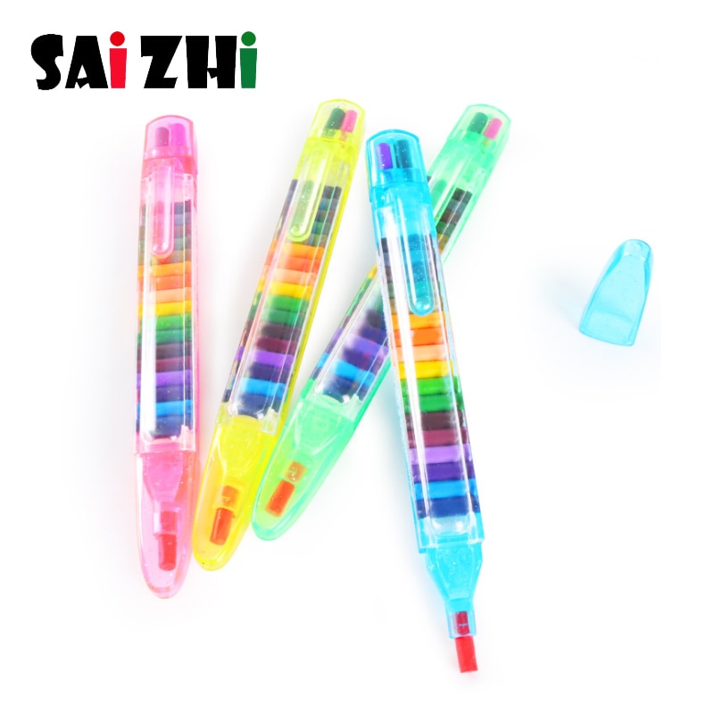 Saizhi gør-det-selv læring pædagogisk tegnelegetøj voks farveblyant farveblyant graffiti pen til børn maleri tegneudstyr  sz3170