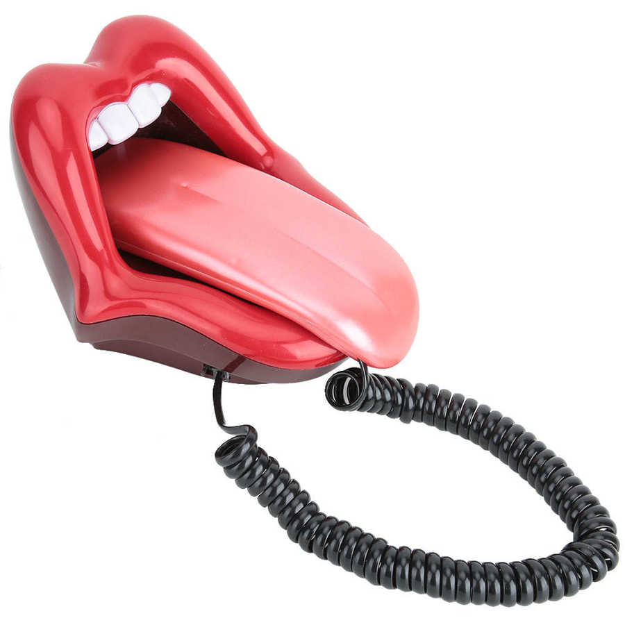 Modieuze Rode Grote Tong Vorm Telefoon Thuis Vaste Telefoon Lip Telefoon Desktop Snoer Vaste Telefoon Voor Home Office Hotel