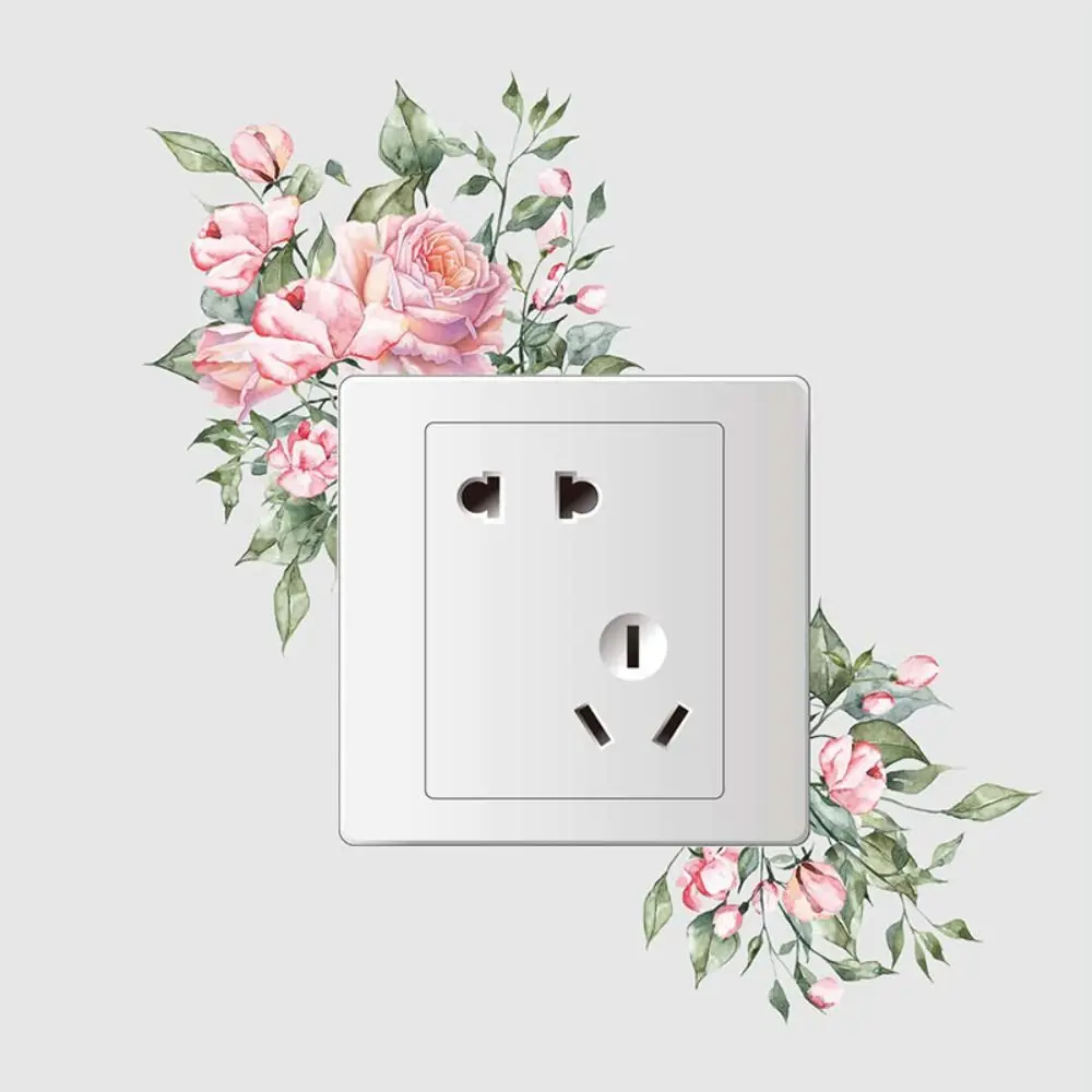 Pegatinas creativas de PVC para interruptor de pared, interruptores de enchufes de luz, rosas, margaritas, peonías, flores, hojas, plantas verdes, decoración del hogar,: Chocolate