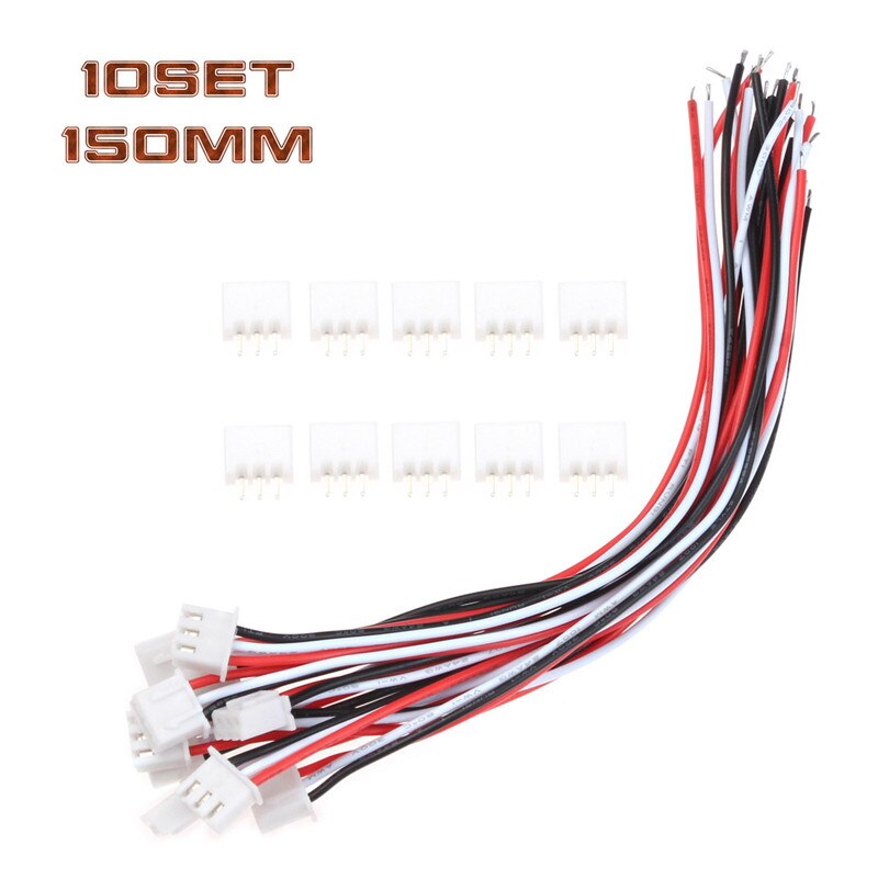 10 set mini mikro 2 stift 3 stift 4 stift jst xh kontakt 2.54mm med 24 awg ledningar kablar 150mm längd stift kontakter terminaler: 3- stift 24 awg