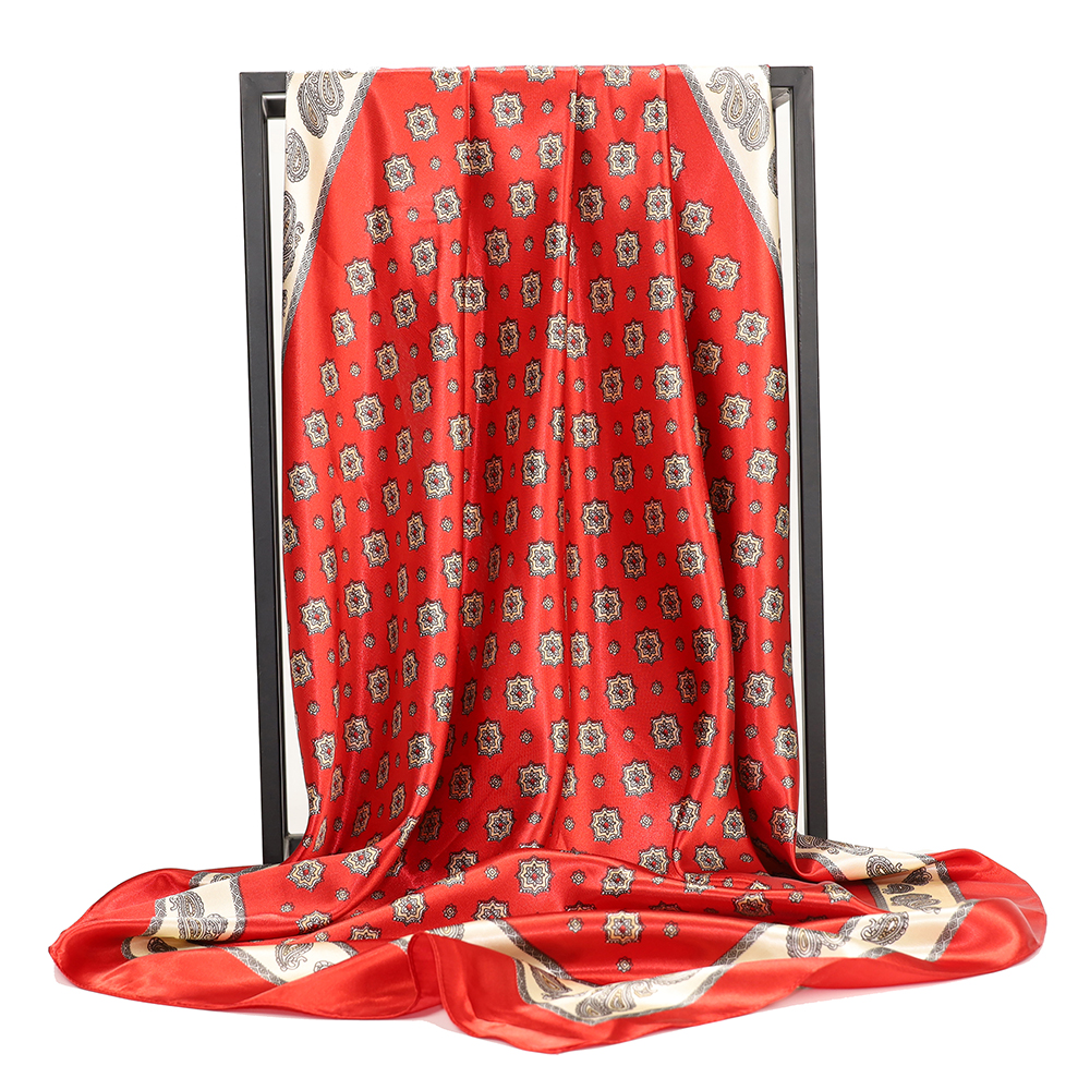 Sciarpa testa di seta Foulard per donna moda sciarpa per capelli quattro stagioni 90*90cm Hijab Foulard i&quot;bandana Femme: BK40-7
