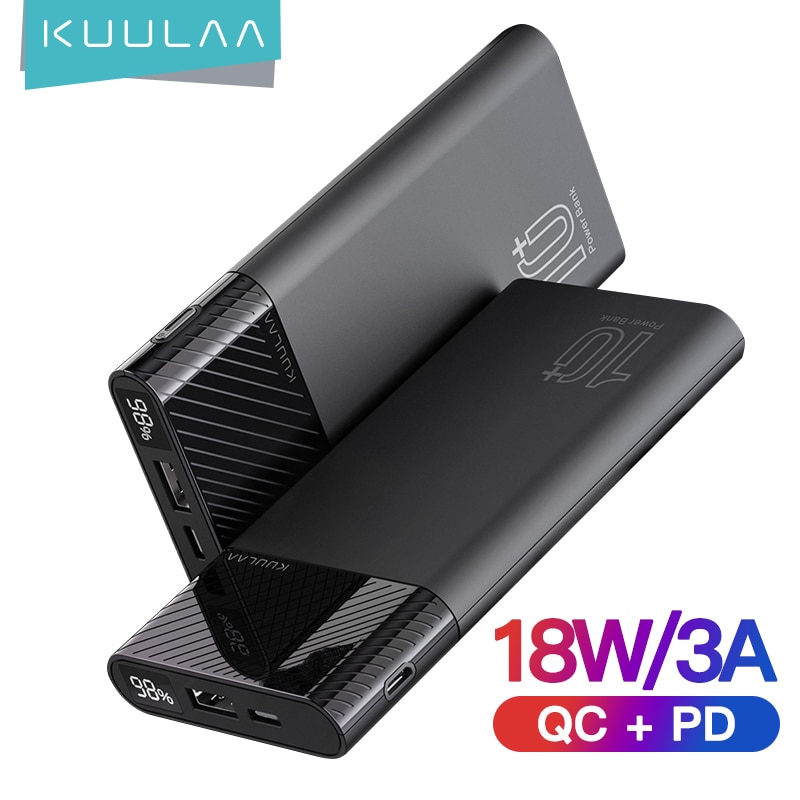 KUULAA PowerBank 10000mAh QC PD 3.0 batterie d'alimentation chargeur portable de charge rapide pour xiaomi mi 9 8 iPhone 11 X batterie à cliquet