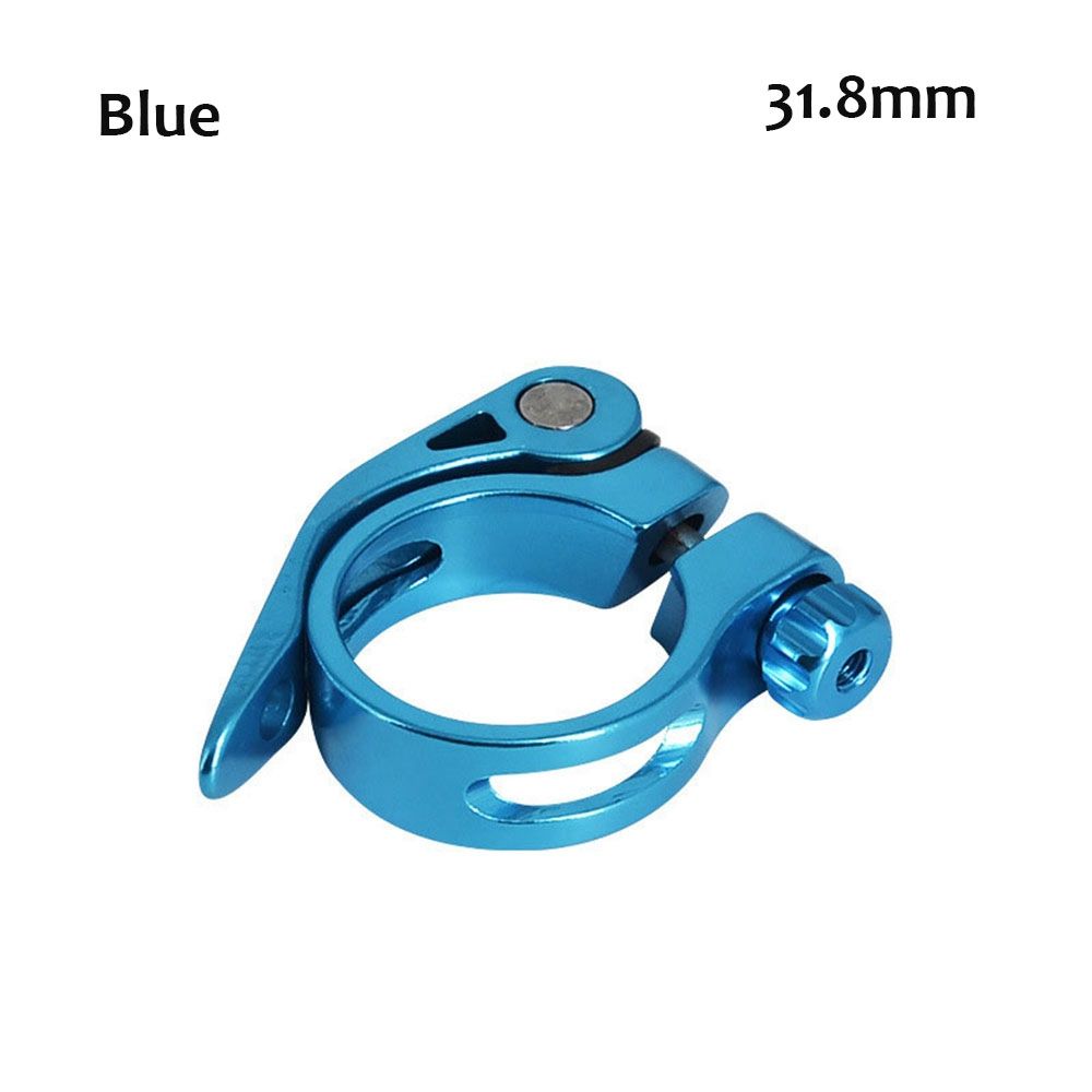 Alloy Mountain MTB BMX Road Bike Quick Release Aluminium Bicycle Seatpost Clamps Bike Seat Clamp: Blue-31.8mm