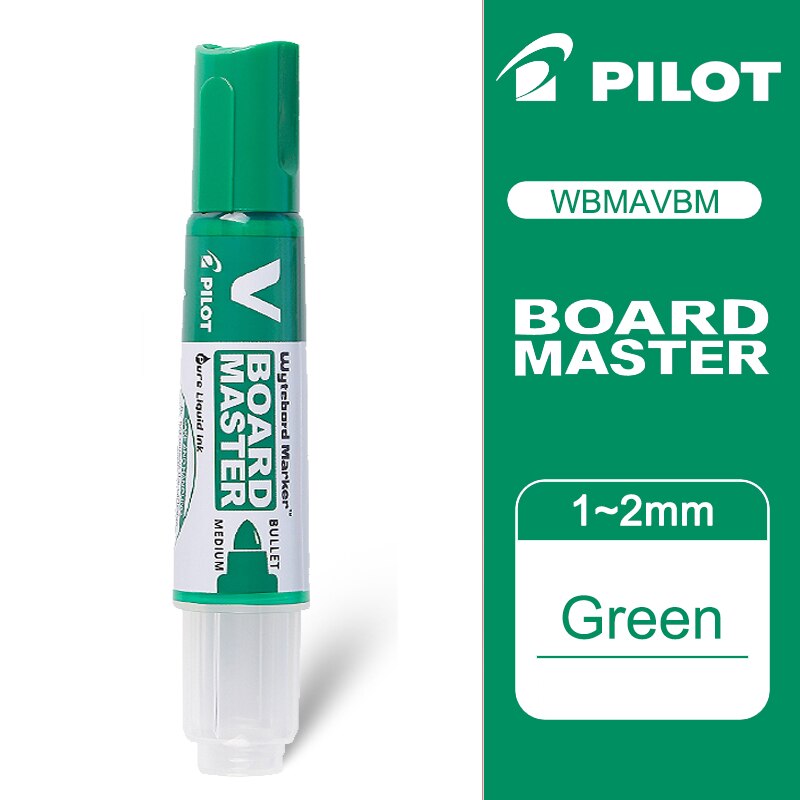Japan PILOT Whiteboard Pen V Straight Liquid Multi-Capacity Ink Whiteboard Marker WBMAVBM Replaceable Core Office Supplie: 6 Pieces Green Pen