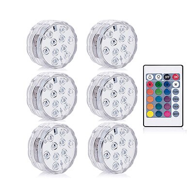 10 Led Remote Controlled RGB Submersible Light Battery Operated Underwater Night Lamp Outdoor Vase Bowl Garden Party Decoration: 1 Controller 6 Lamp