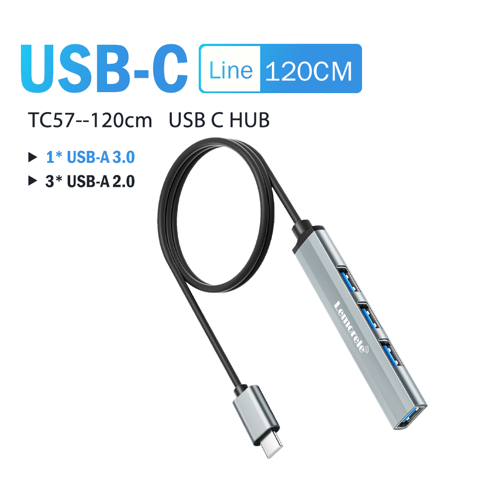 Lemorele USB Hub tipo C Hub USB3.0 OTG 4 puertos USB C/A HUB adaptador multidivisor accesorios de ordenador portátil para Lenovo Macbook Pro: Marrón