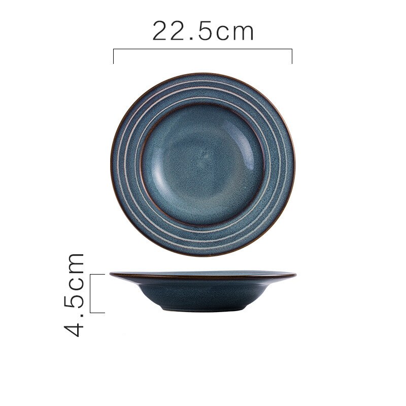 Painted ceramic round fruit plate saucer western food plate kitchen board dessert plate tableware set service plate cake plate: c