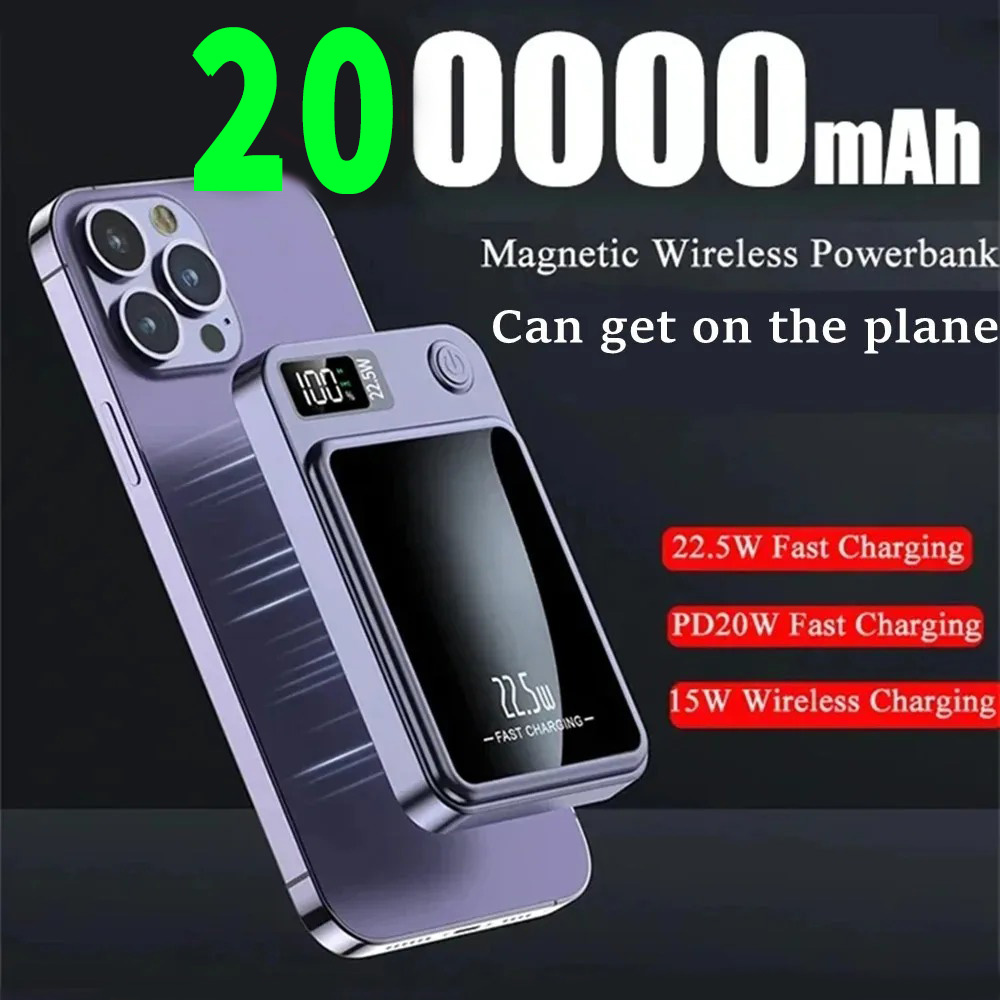 200000mAh ultra-large capacity Fast Charging Xiaomi Magnetic Wireless Power Bank 22.5w Portable Type C Mini Power Bank For Ipho