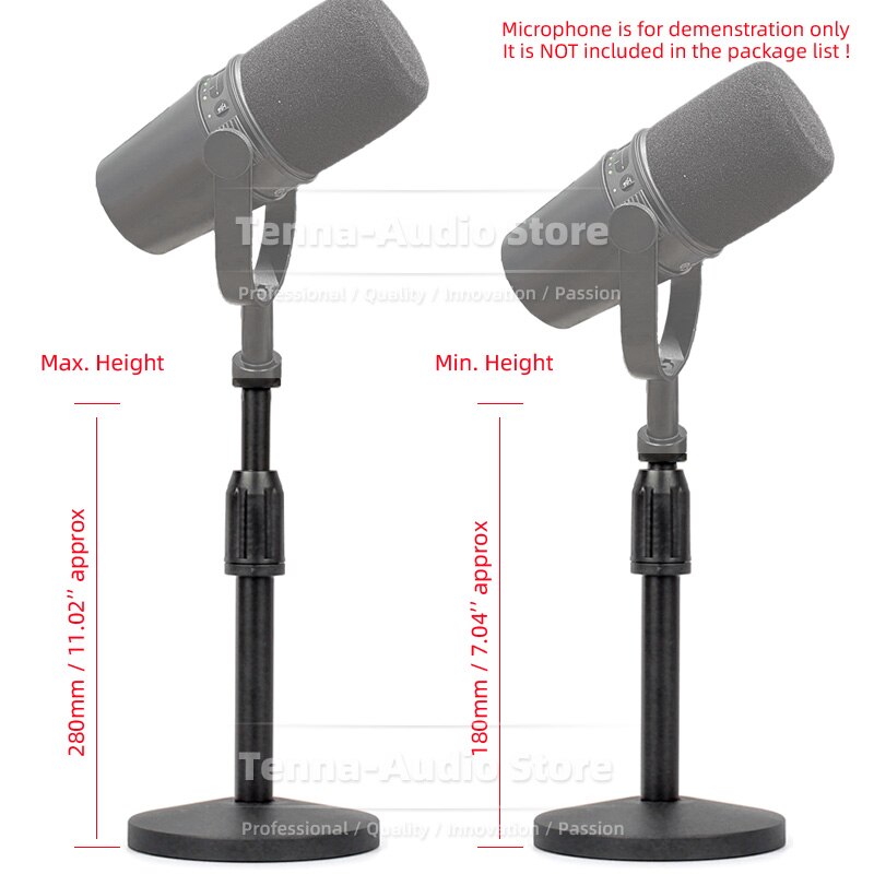For SHURE MV7 MV 7 USB Extending Desk Microphone Stand Desktop Bracket Round Base Tabletop Mic Boom Arm Rack Mount Table Holder
