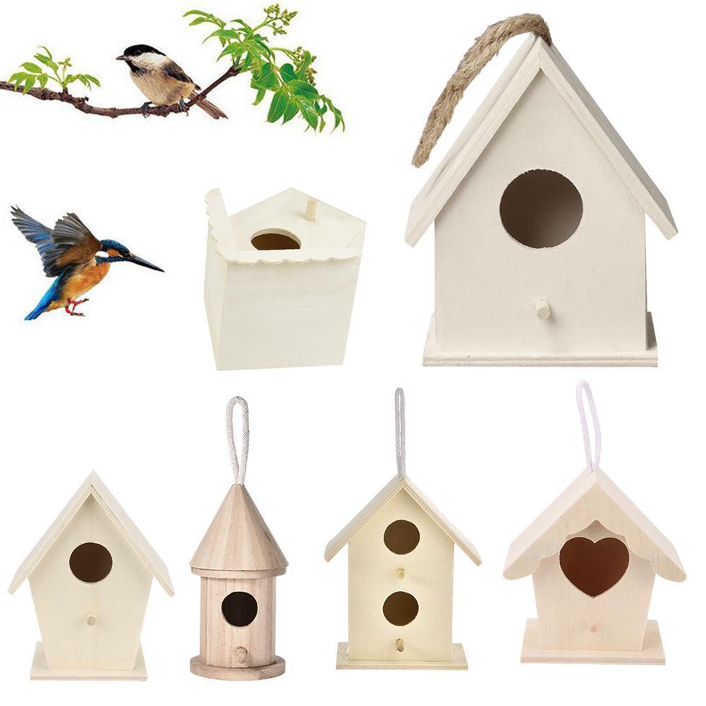 Wood Outdoor Bird Birdhouse Bird Box Handmade Wooden Outdoor Birdhouse Box Yard Hanging Pet Crafts Garden Products M7Q2