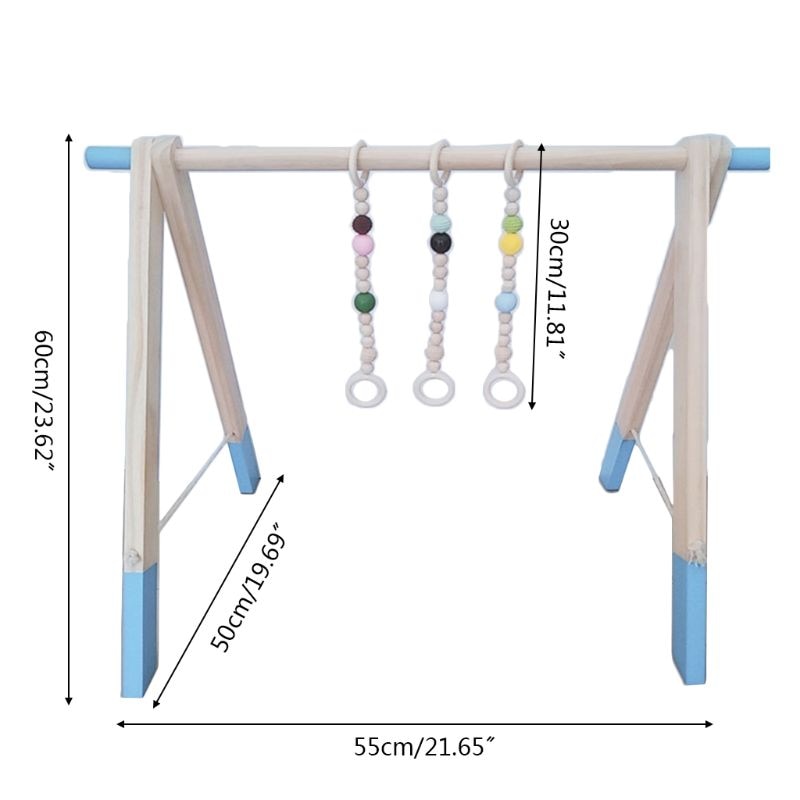 OOTDTY 1Set Nordic Cartoon Baby Wooden Gym Fitness Frame Rack Hanging Pendant Beaded Toys Kit Toddler Infant Room Decorations