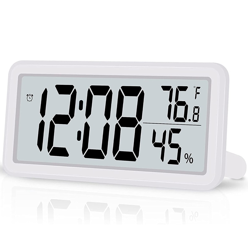 Digital Alarm Clock,Desk Clock,Battery Operated LCD Electronic Clock Decorations for Bedroom Kitchen Office: white