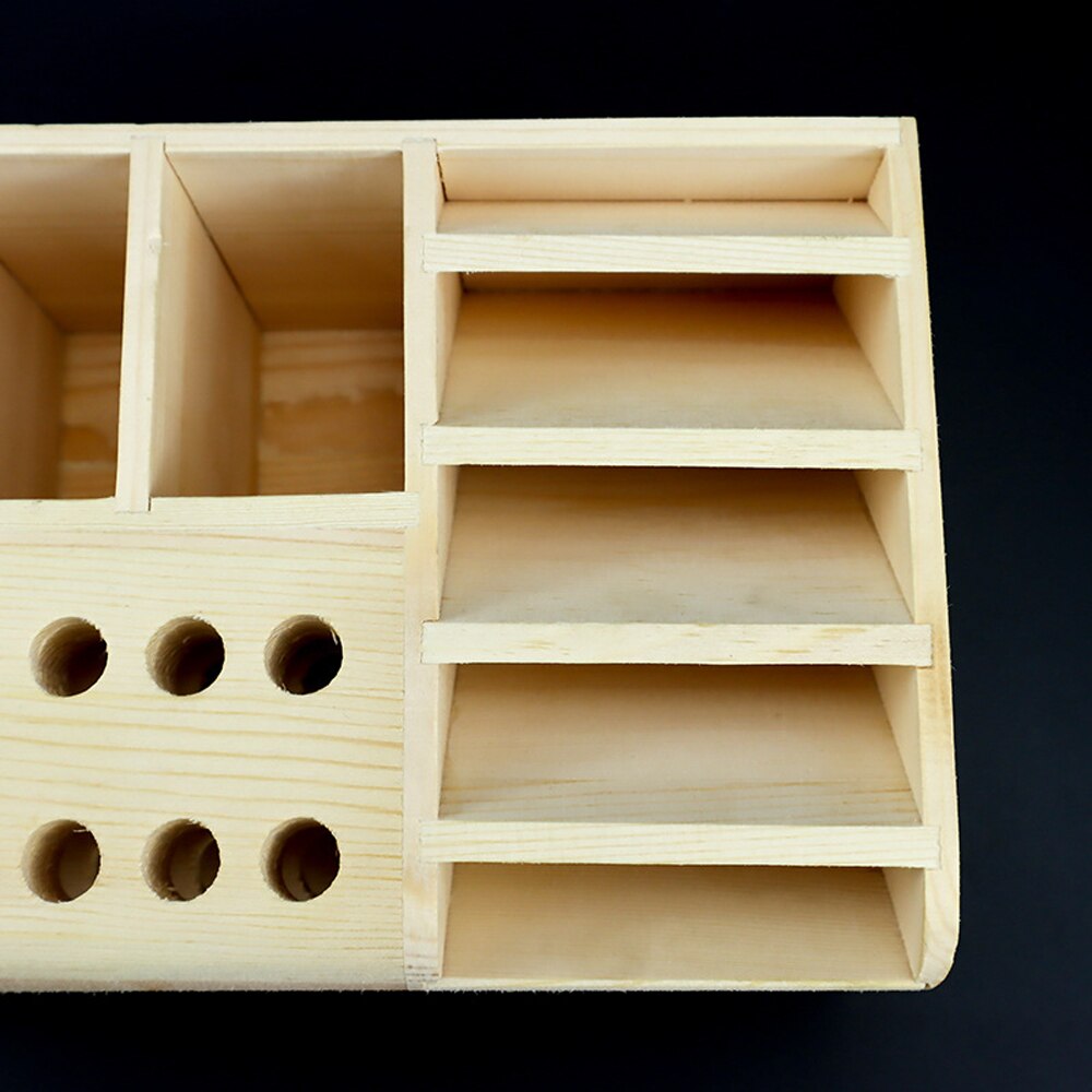 Multifunctionele Opbergdoos Mobiele Repareren Gereedschap Bureau Opbergrek Schroevendraaier Pincet Houder Houten Doos