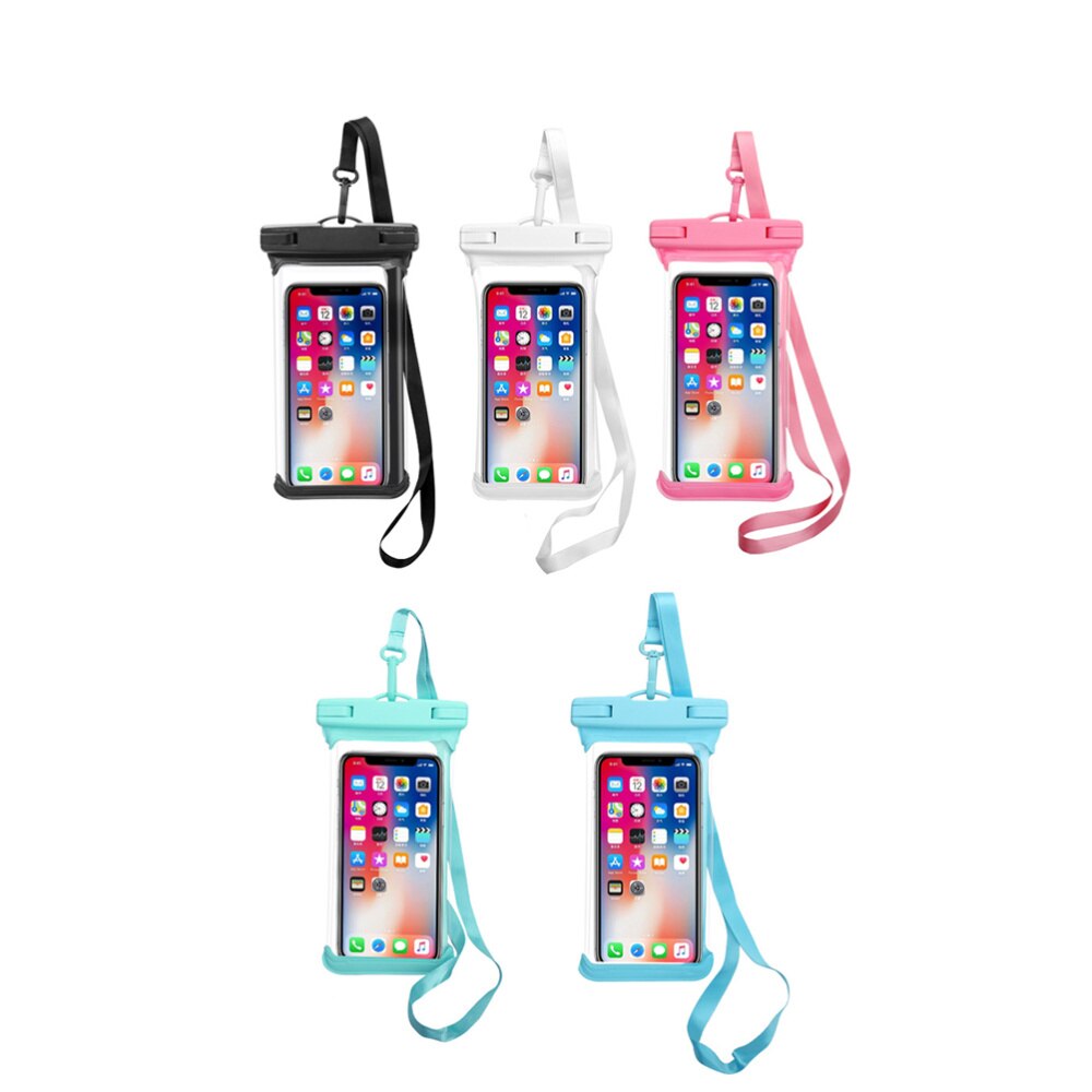 PVC Transparent Waterproof Mobile Phone Bag Universal Phone Floating Bag Pouch Outdoor Water Sports Phone Case (Black)