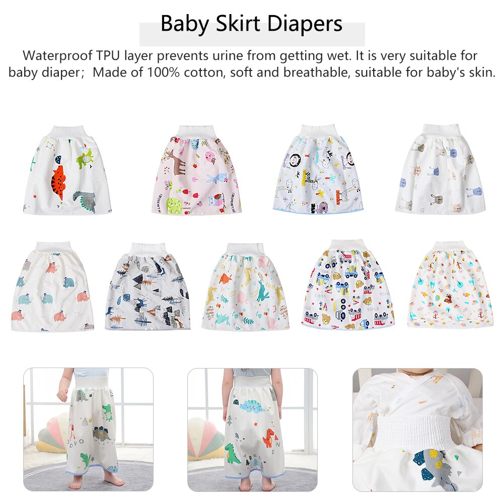 Cute Cartoon Baby Skirt Diapers TPU Waterproof Reusable Nappies Cloth Cotton Leak-proof Children Breathable Training Pants