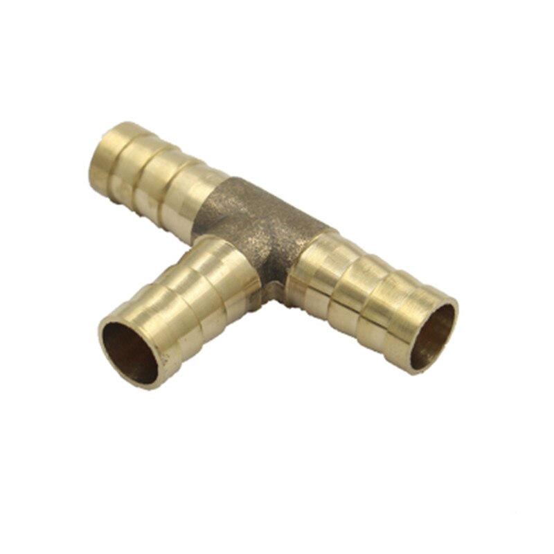 Mosiądz łącznik łącznik rurowy w kształcie litery T 3 sposób króciec robić węża 6 8 10 12 16mm miedzi złącze kolczaste wspólne woda powietrze olej łącznik