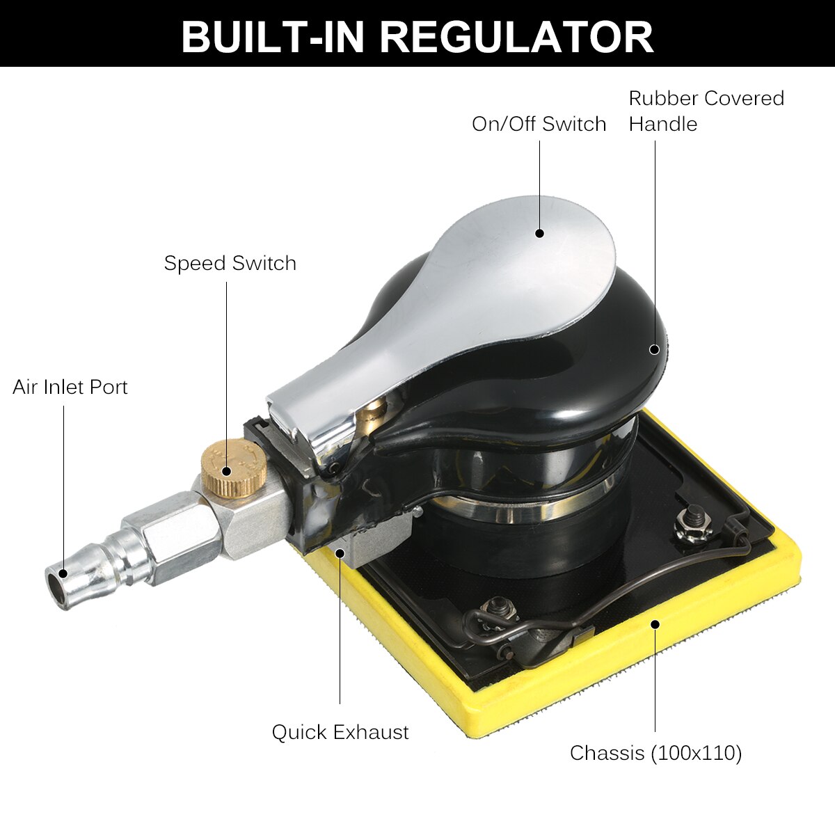 Pneumatic Random Orbit Sander Air Sander Polisher Small Triangular Palm Sander Mouse Detail Sander for Car Corner Paint