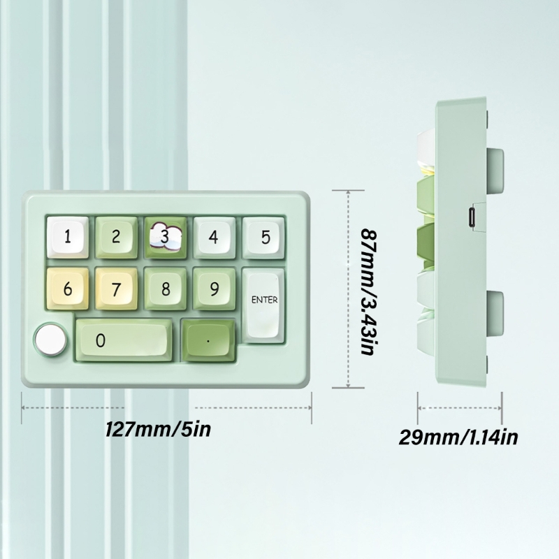 DN59 12-Key Handed Wireless Mechanical Keyboard with 12 Programmable Keys and Lights 2.4Ghz 3Modes Small Keypad