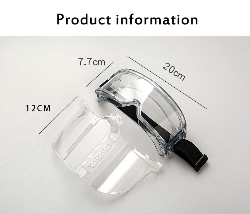 Transparent protective glasses splash-proof safety glasses face protection transparent work safety glasses, detachable goggles