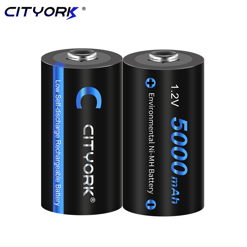 CITYORK Akumulator o rozmiarze 1,2 V C 5000 mAh Akumulator R14 C o dużej pojemności z ładowarką LCD do C D AA AAA 9 V
