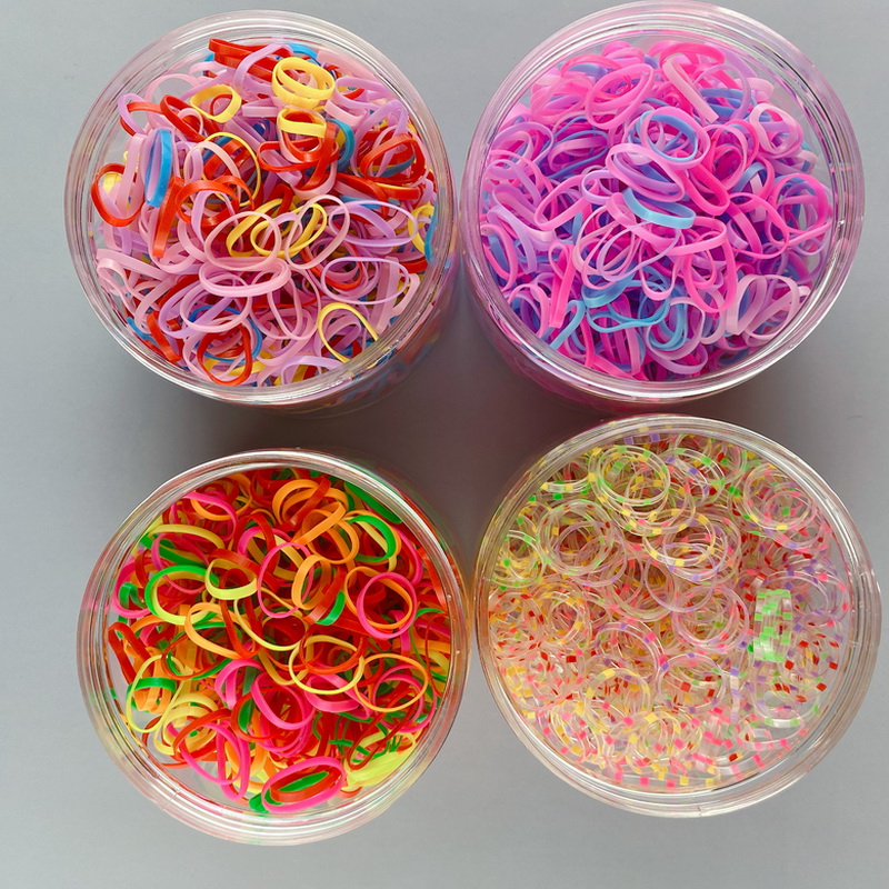 800 PCS/pak Gekleurde Stippen Wegwerp Silicone Rubber Bands Voor Baby haarbandjes Meisje Kleine elastiekjes crunchy Haar Tie Gum Paardenstaart Kid haarband elastiek Scrunchies Set kinder accessories