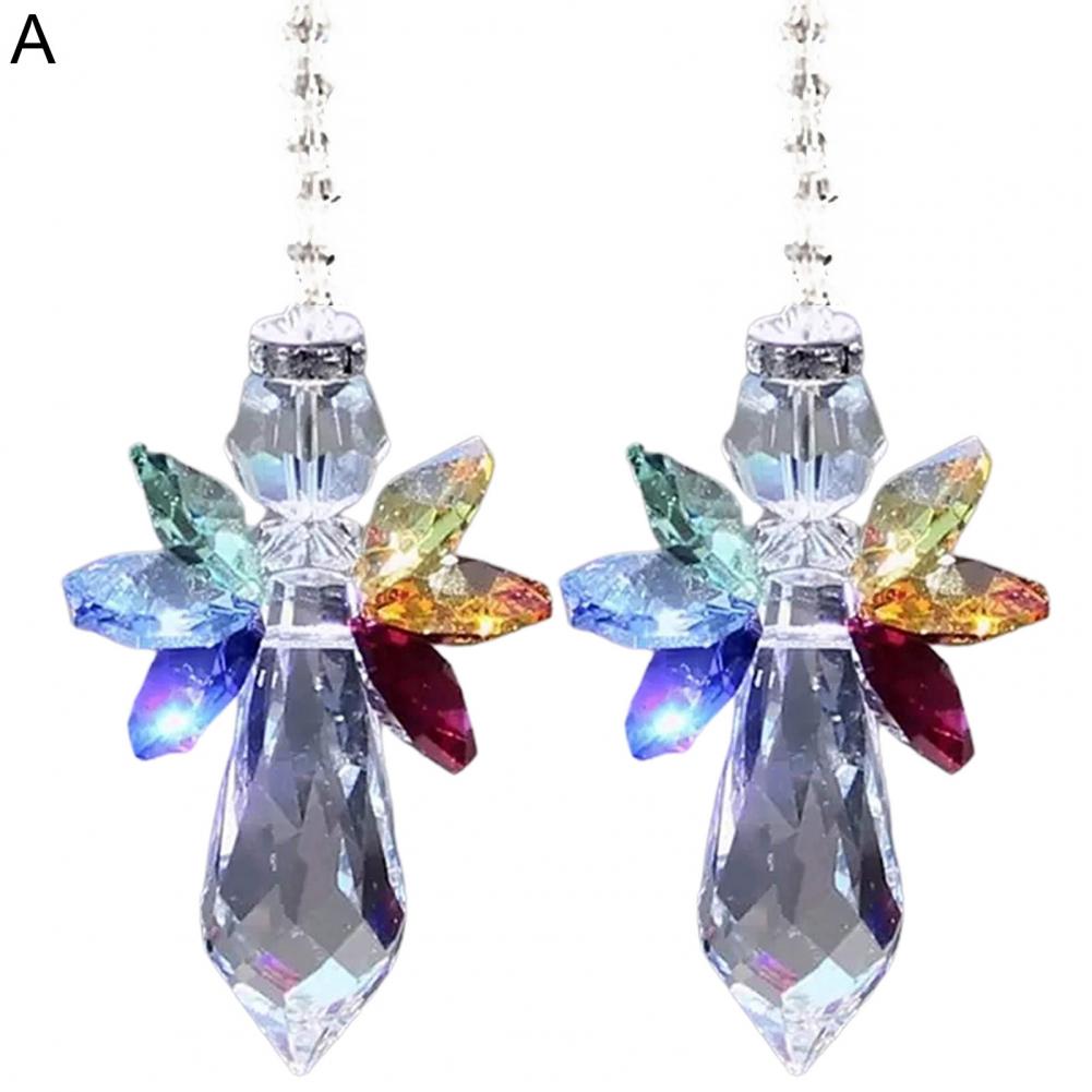 Rainbow Crystal Angel Wind Bell Chakra Suncatcher Auto Charm Hanger Muur Raam Deur Wind Bell Opknoping Ornamenten FreeHome Decor