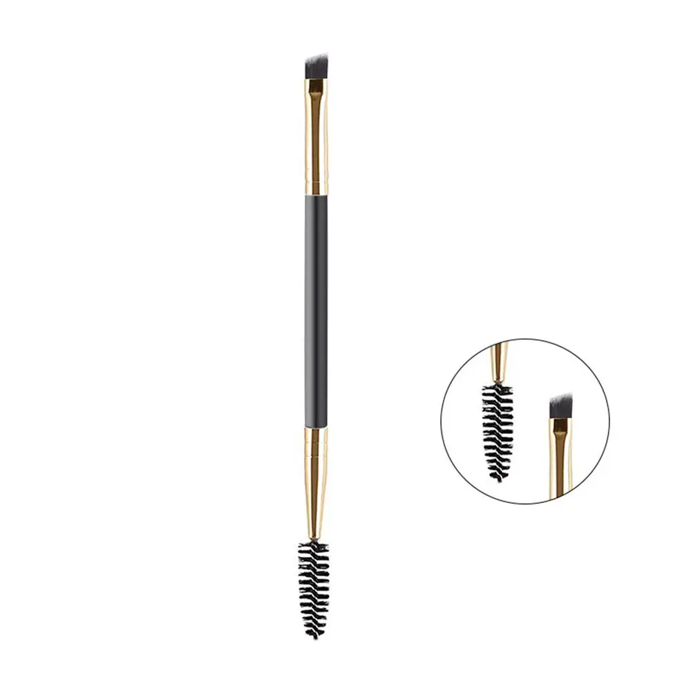 1 stks tweekoppige wenkbrauwborstel spiraal diagonale hoek make-upborstel houten handvat mee te nemen mooie make-up tools schoonheid: Rood
