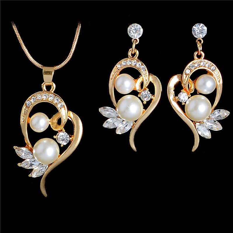 Hesiod-Conjunto de collar y pendientes de perlas de imitación de copo de nieve blanco, collar de cristal austriaco, conjuntos de joyería para mujer: F434