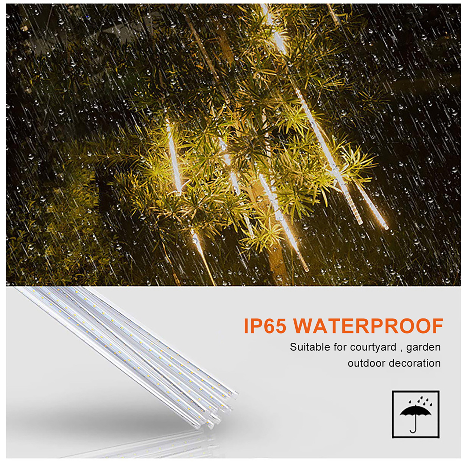 Meteor Shower Lights Icicle Rain Falling Snow LED Lights 30cm 8 Tubes