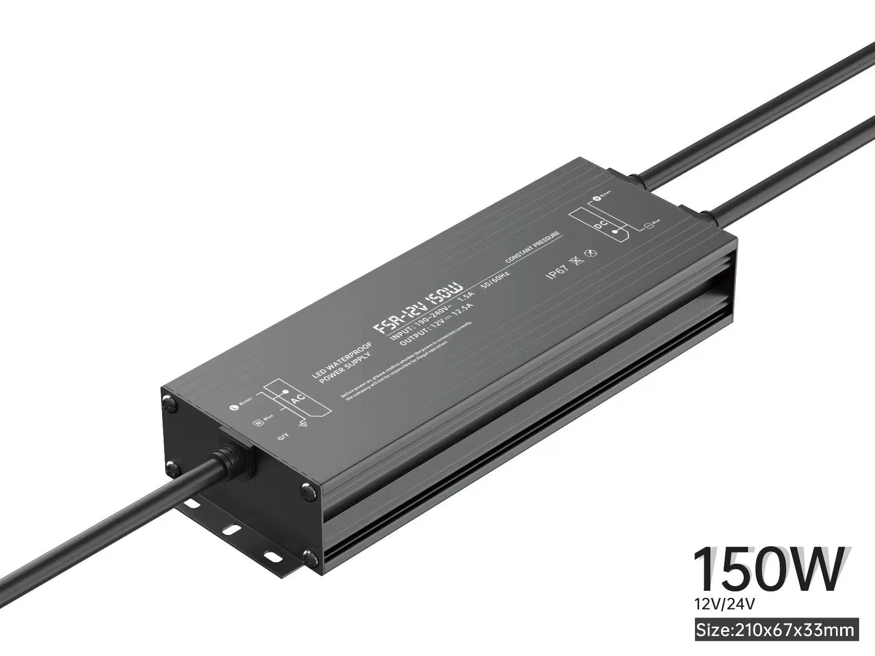 Controlador LED fuente de alimentación impermeable IP67 IP68 transformador de iluminación AC190V ~ 240V a DC 12V 24V 10W 20W 30W 50W 100W adaptador para exteriores: Azul / 230 V