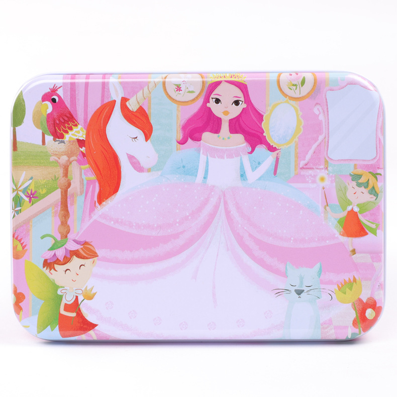 120 Stuks Houten Puzzel Cartoon Speelgoed 3D Hout Puzzel Met Ijzeren Doos Pakket Puzzel Kind Verbeteren Logisch Denkvermogen speelgoed