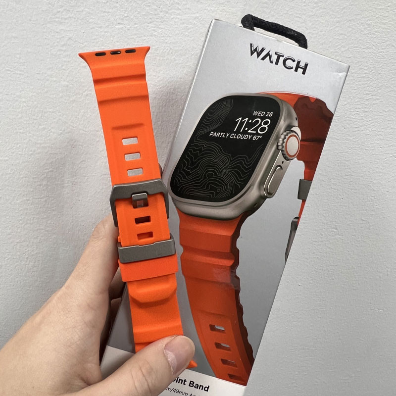 Silikonrem sportsarmbånd til iwatch ultra 2 apple watch 10/9/8/1/2/3/4/5/6/7 46mm 49mm 45mm til watch 41 44 40 38 42mm: Blårosa / 14mm