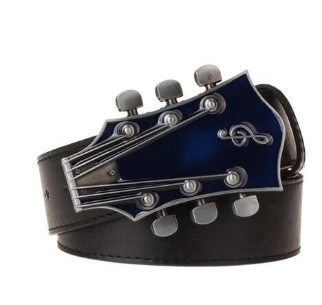 Men belt metal buckle belts Retro guitar Street Dance accessories Performance apparel hip hop waistband novel belt: F