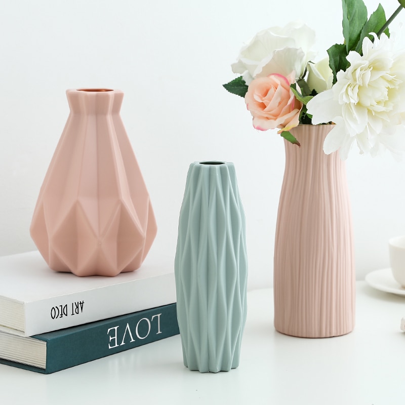 Plastic Shatter-proof Flower Pot Vase Study Room Hallway Home Wedding Decoration Unique Vase European Vase Decoration
