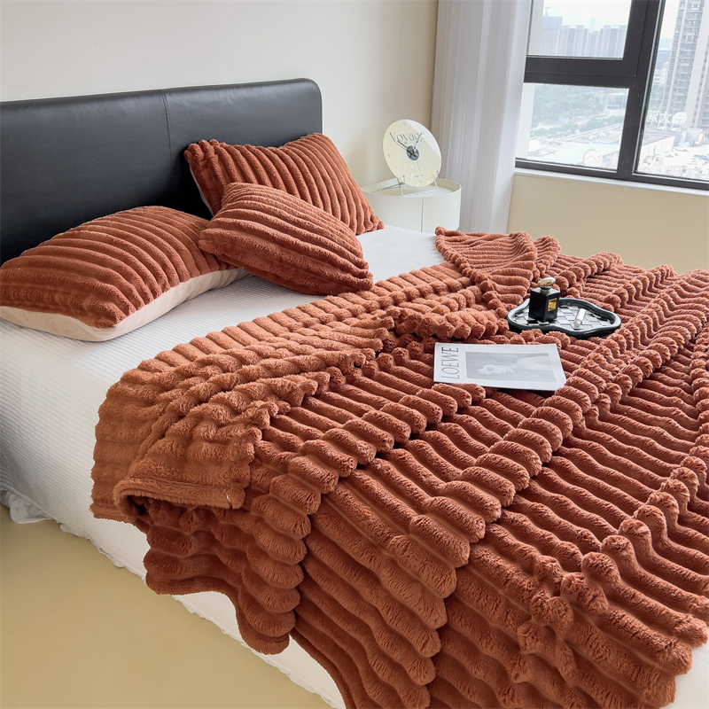 Einfarbig verdickte breit gestreifte Multifunktion decke, kann als Bettlaken decke, Nickerchen decke, Haustier decke verwendet werden: 120x200cm / Brown