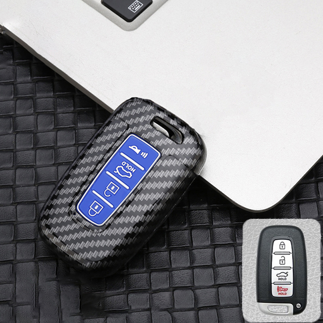 4 Buttons Carbon Fiber Smart key Case For KIA Forte Sportage K2 K5 For Hyundai Genesis Coupe Sonata ix35 Car key Fob shell Cover: Yellow