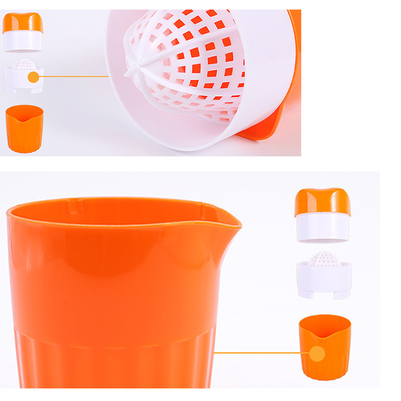 Handmatige citruspers, sinaasappelpers, handmatige dekselrotatiepers, pers voor citroen, limoen, grapefruit met zeef en bakje