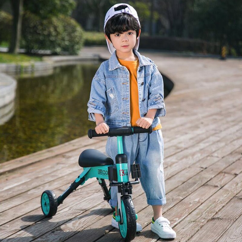 Kiwicool Peuters Gratis-Installatie Driewieler Draagbare Scooter Opvouwbare Fiets Muti-Functie Bike Voor 90-110Cm Baby kids