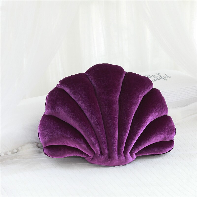Schelp fluwelen rug schelp gevuld pluche kussen thuis thuis bed bank kussen decoratie pluchen speelgoed: Dieppaars