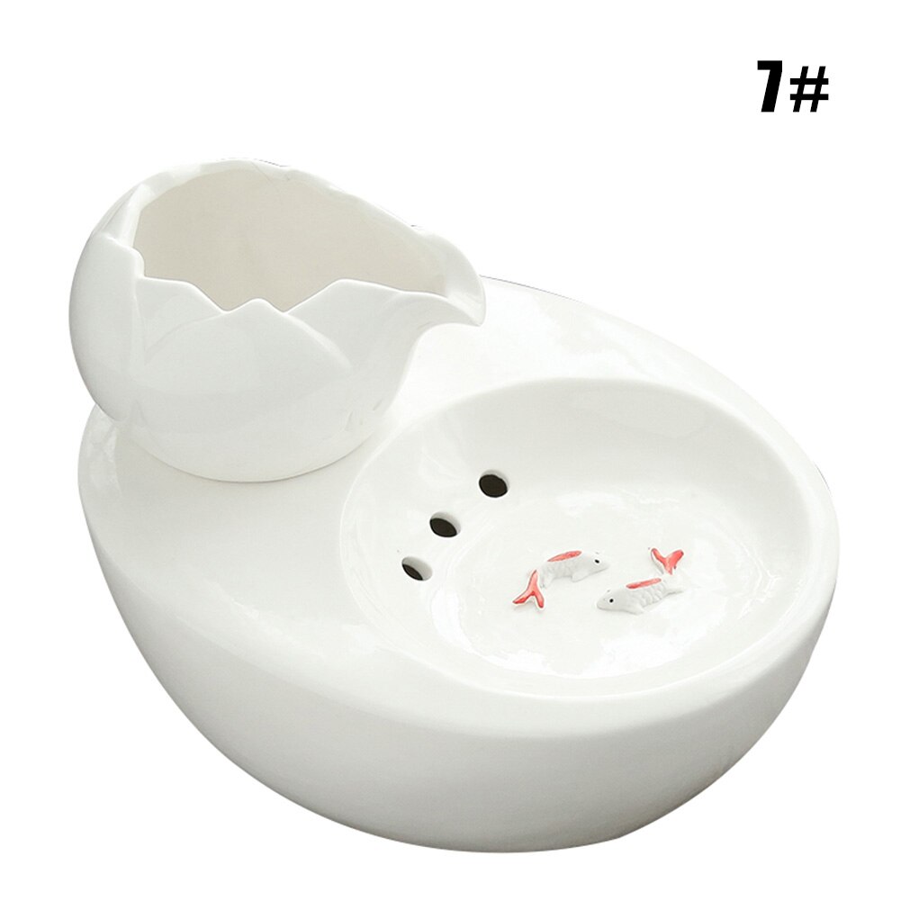 Newly Cat Ceramic Water Fountain Automatic Pet Drinking Fountain Quiet Electric Water Dispenser: 7