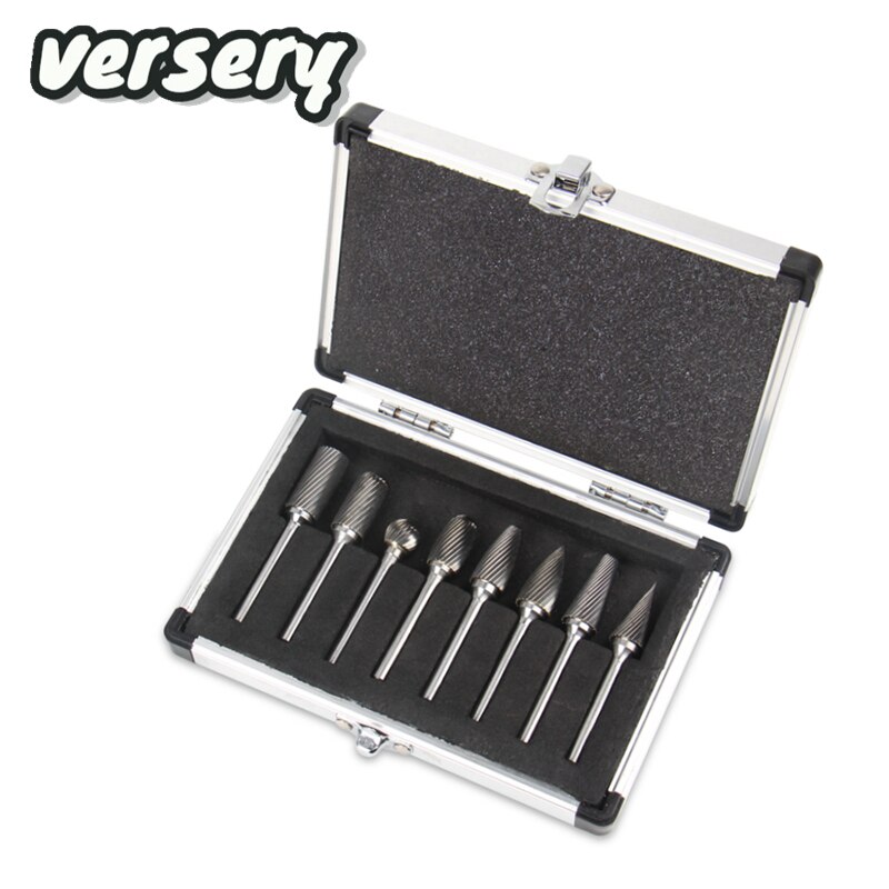 8PCS/Set 6mm Shank Tungsten Carbide Rotary burr kit Point File Die Grinder Abrasive Tools Milling Cutter Carving